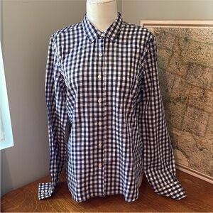 UNTUCKit Women's NWT Belleza Blue Gingham Long Sleeve Button Down Shirt Size 6